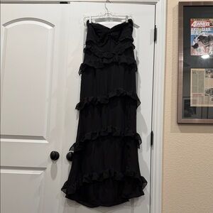 PrettyLittleThing Black Ruffle Maxi Dress